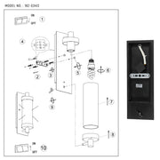 Detalles técnicos del aplique de pared de cristal y aluminio, compatible con E27, ideal para espacios interiores y exteriores elegantes.