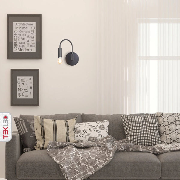Indoor usage of Matte Black Swan Wall Light with E14 Fitting
