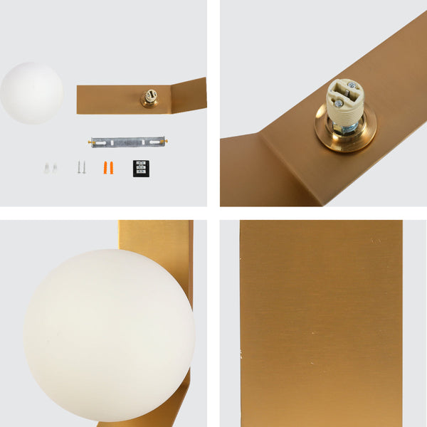 Primer plano de un aplique de pared de diseño contemporáneo con esfera ajustable, ideal para espacios modernos y sofisticados.