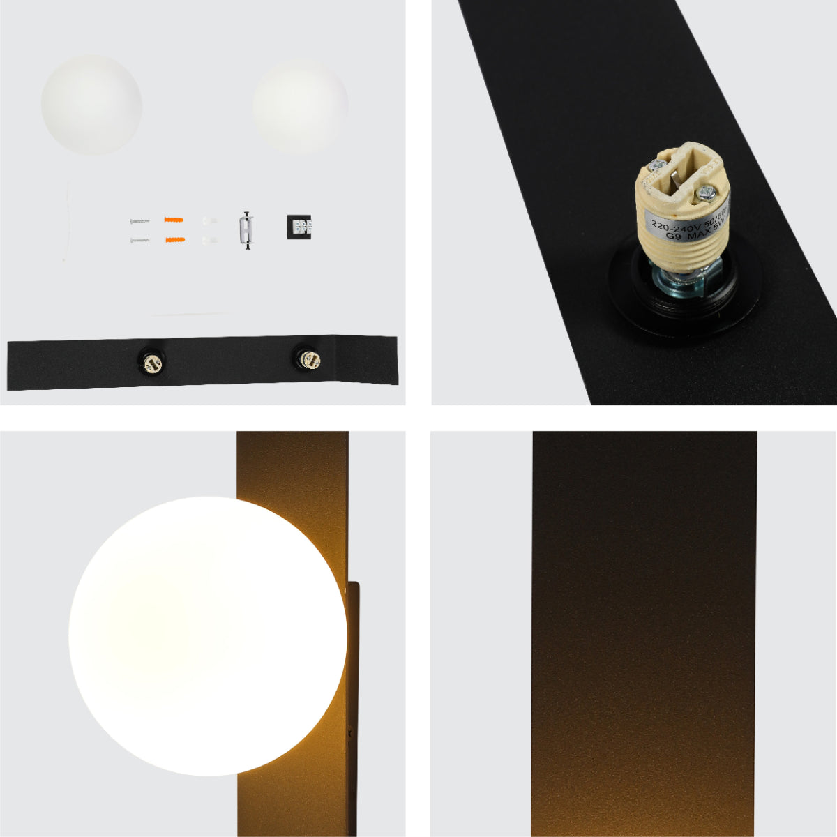 Detalle de aplique de pared ajustable con diseño contemporáneo, ideal para espacios modernos como salas de estar o pasillos.