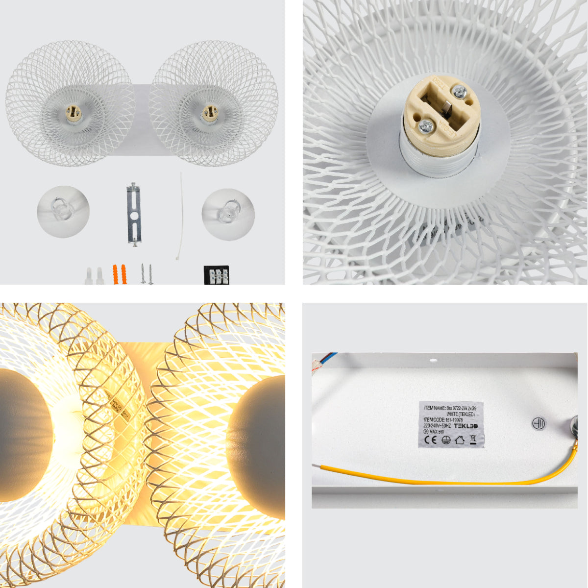 Primer plano del aplique de pared halo industrial, ideal para espacios modernos y decoraciones minimalistas.