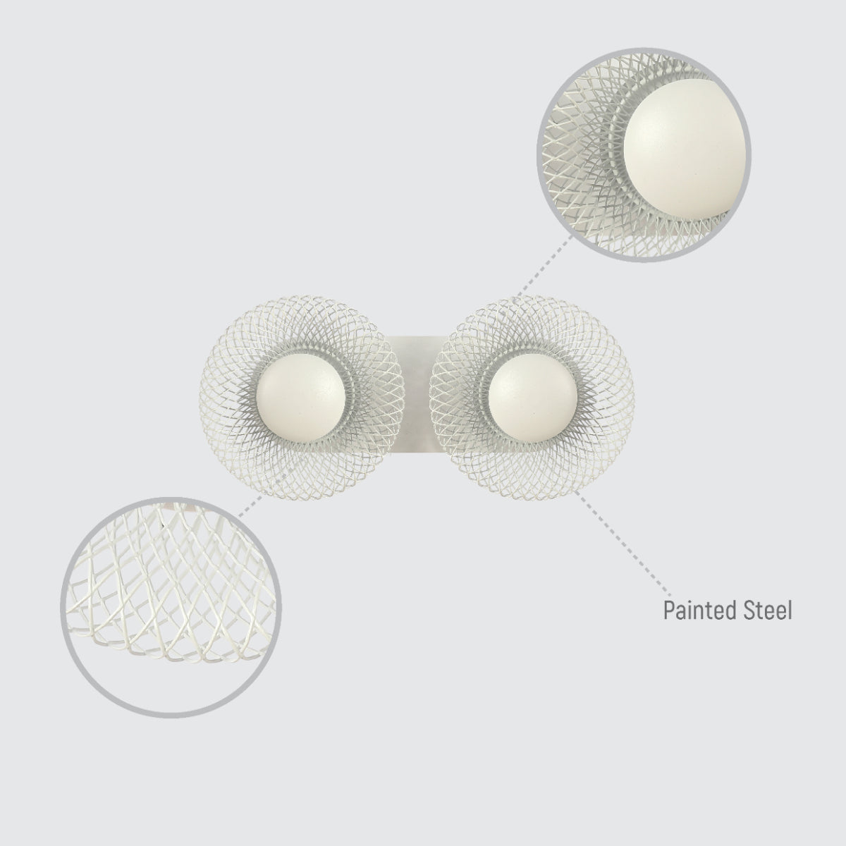 Luz de pared industrial con diseño halo, ideal para espacios modernos y decoraciones urbanas en salas o pasillos.