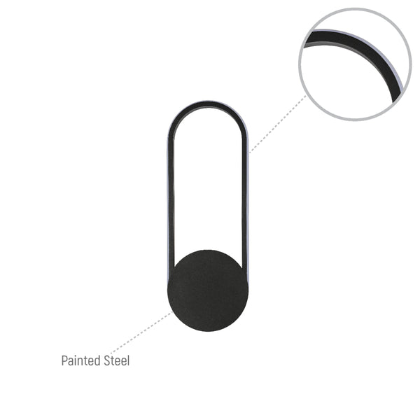 Aplique de luz LED en forma de elipse, ideal para espacios modernos como salas o pasillos, con diseño elegante y funcional.