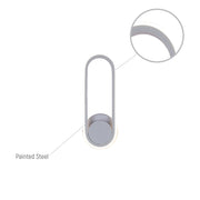 Aplique de pared LED en forma elíptica, ideal para oficinas modernas, ofreciendo iluminación ambiental en decoraciones contemporáneas.