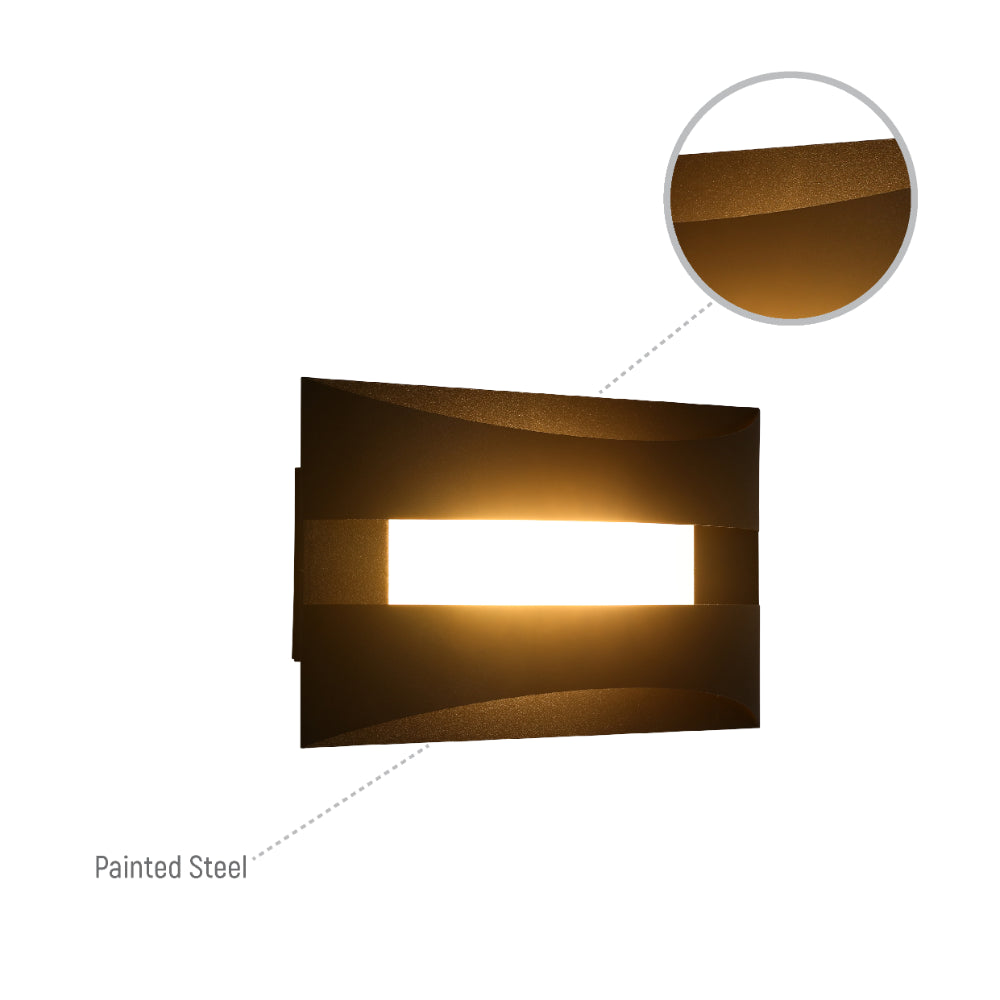 Aplique de pared LED de doble arco contemporáneo, ideal para espacios modernos como salones o oficinas, combinando estilo y funcionalidad.