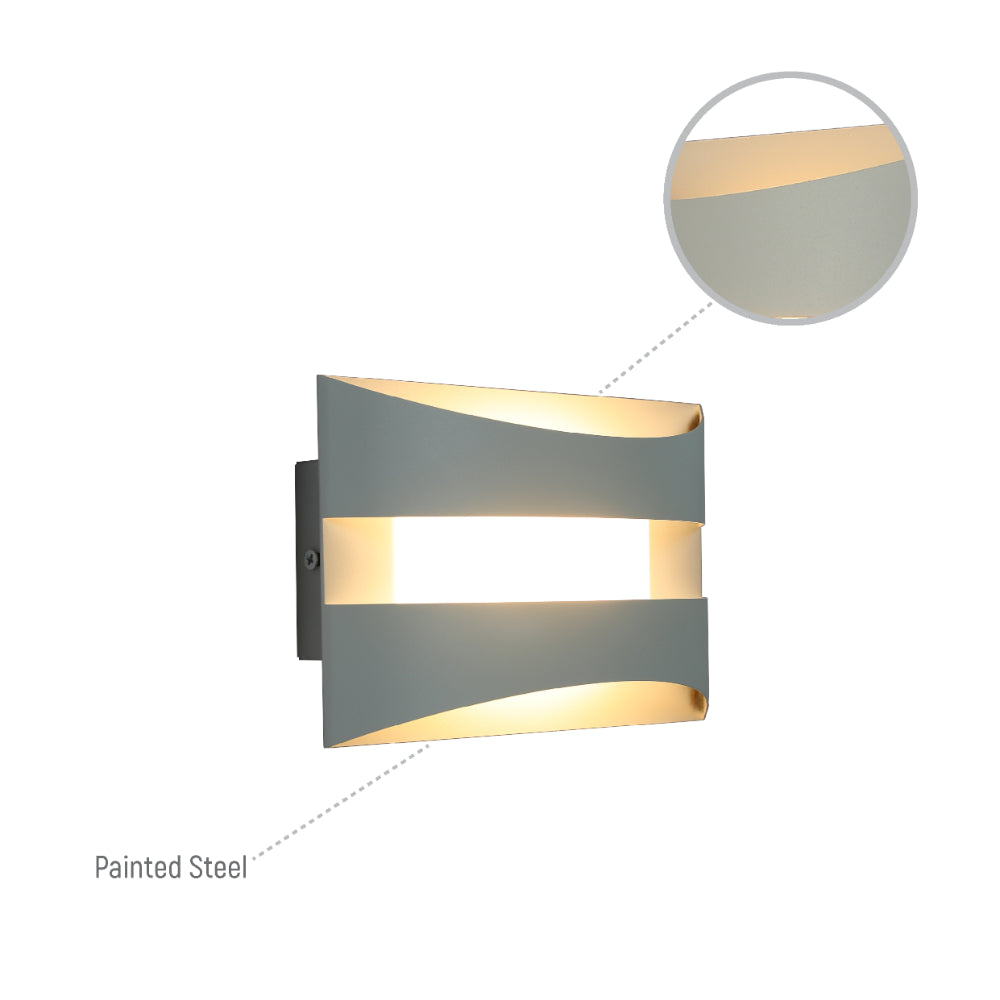 Aplique de pared LED de doble arco, ideal para salones modernos, que agrega un toque elegante y contemporáneo a la decoración.
