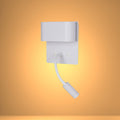 Aplique de pared LED de doble fuente con brazo articulado, perfecto para habitaciones modernas y como luz de lectura junto a la cama.