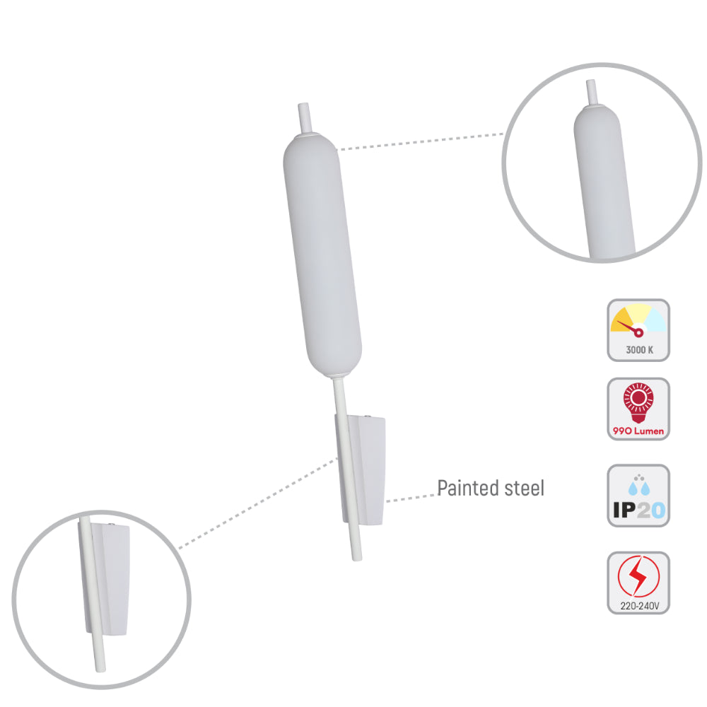 Aplique de pared LED moderno en forma de espada, ideal para ambientes contemporáneos como salones o pasillos.