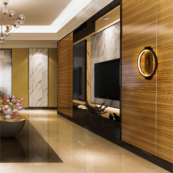 Aplique de pared LED de diseño moderno en forma de reloj de sol, ideal para iluminar espacios contemporáneos en interiores.