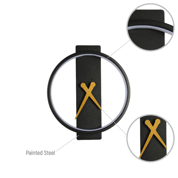 Aplique de pared LED en forma de reloj de sol, ideal para pasillos con decoración moderna, proporcionando luz cálida de 3000K.