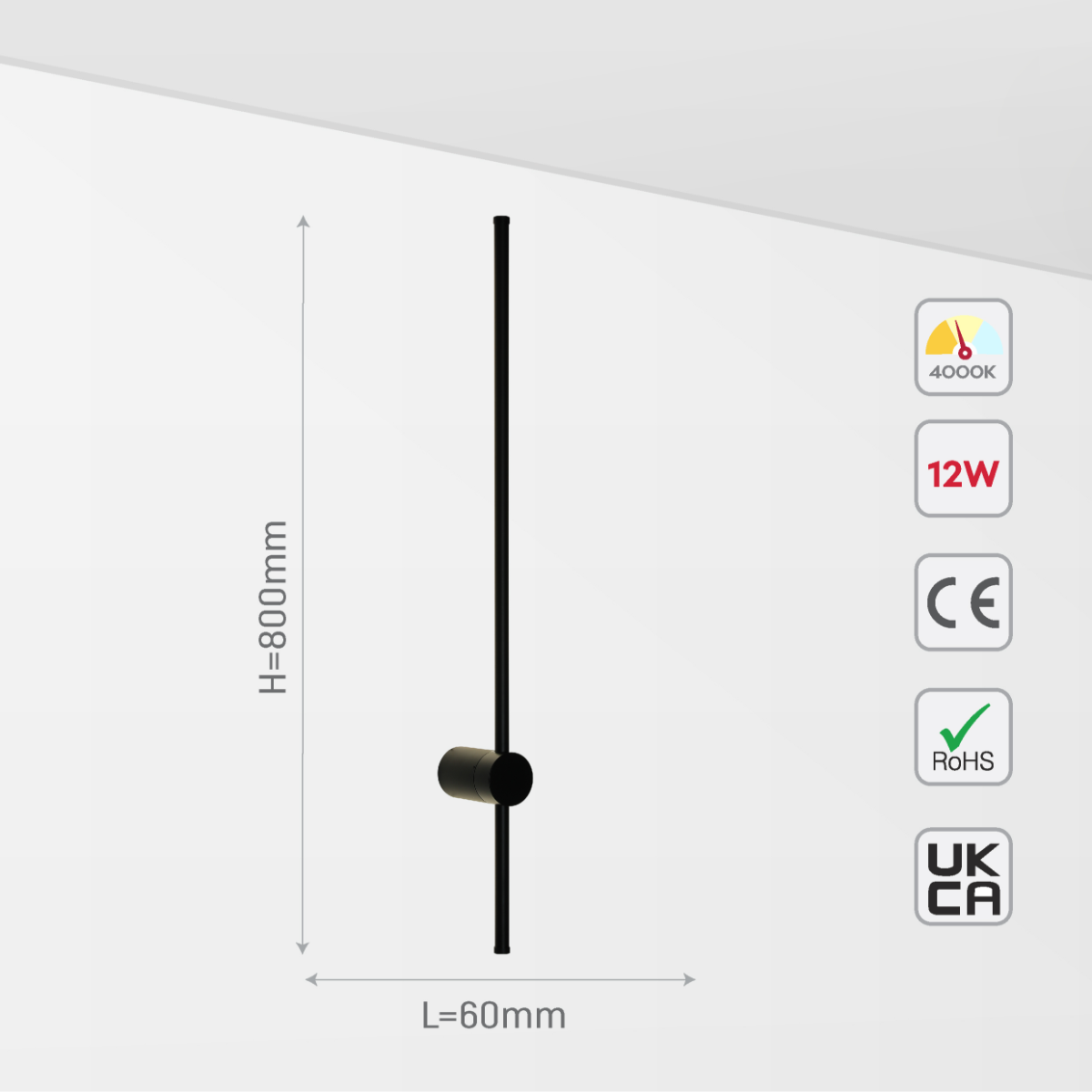 Aplique de pared lineal minimalista, ideal para espacios modernos y elegantes, perfecto para salones o pasillos contemporáneos.