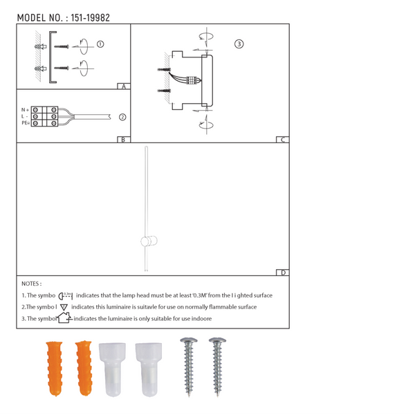 Dibujo técnico de aplique de pared lineal minimalista, mostrando dimensiones y detalles de instalación. Ideal para decoración moderna.