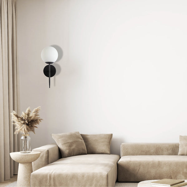 Mid-century Nordic Globe Sconce Modern Wall Light black in minimal design living room