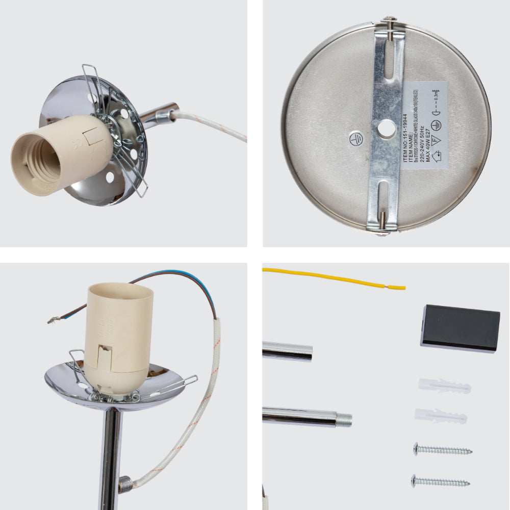 Detail knock down parts of Mid-century Nordic Globe Sconce Modern Wall Light Chrome