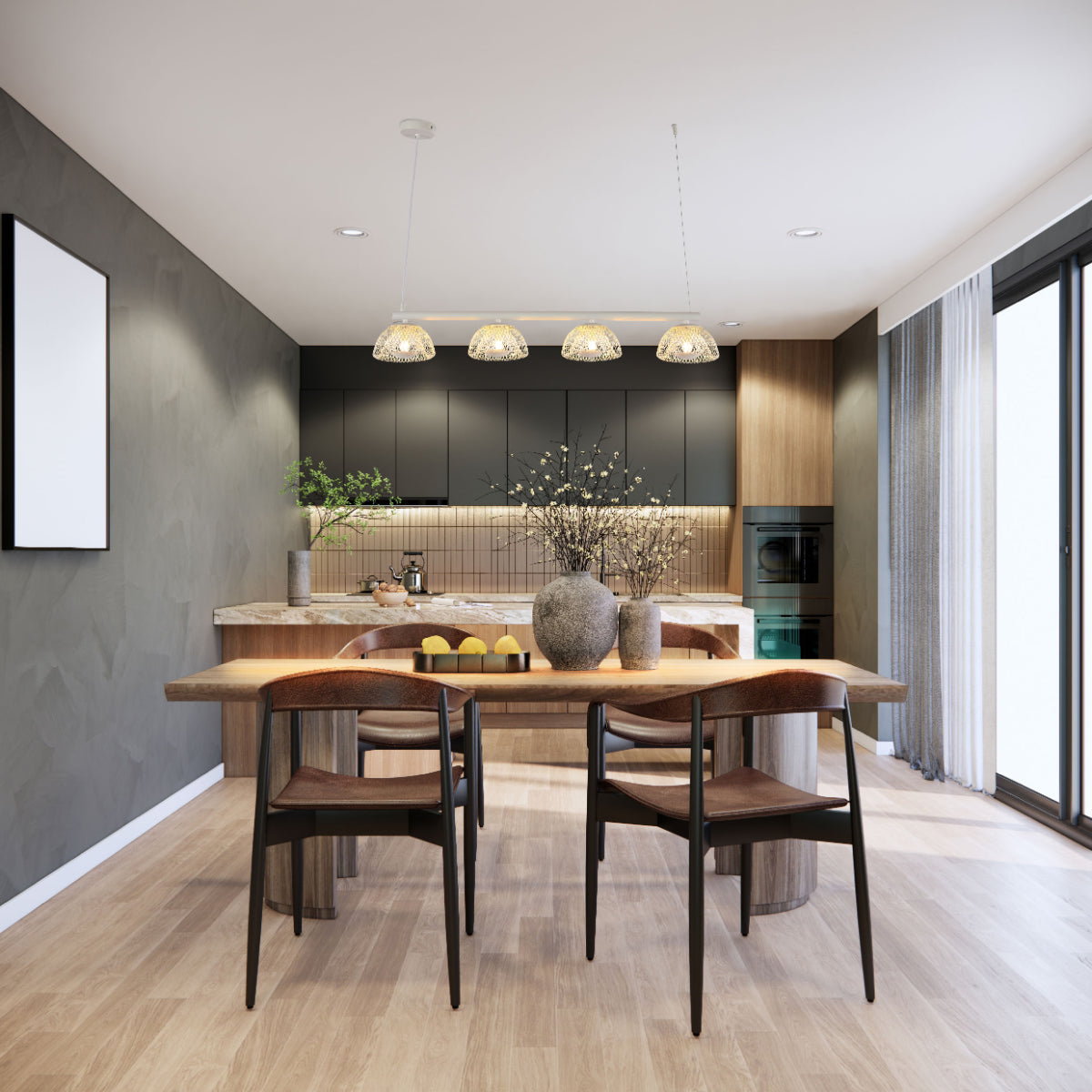 Lámpara de cúpula moderna en malla blanca, ideal para comedor contemporáneo. Diseño elegante con bombillas G9, perfecta para iluminar espacios.
