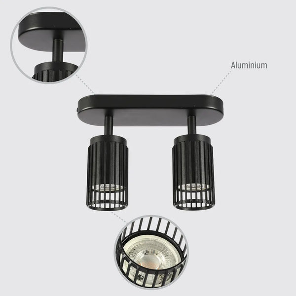 Detalles del Foco Ajustable GU10 Aria Cage-Bar-172-03155
