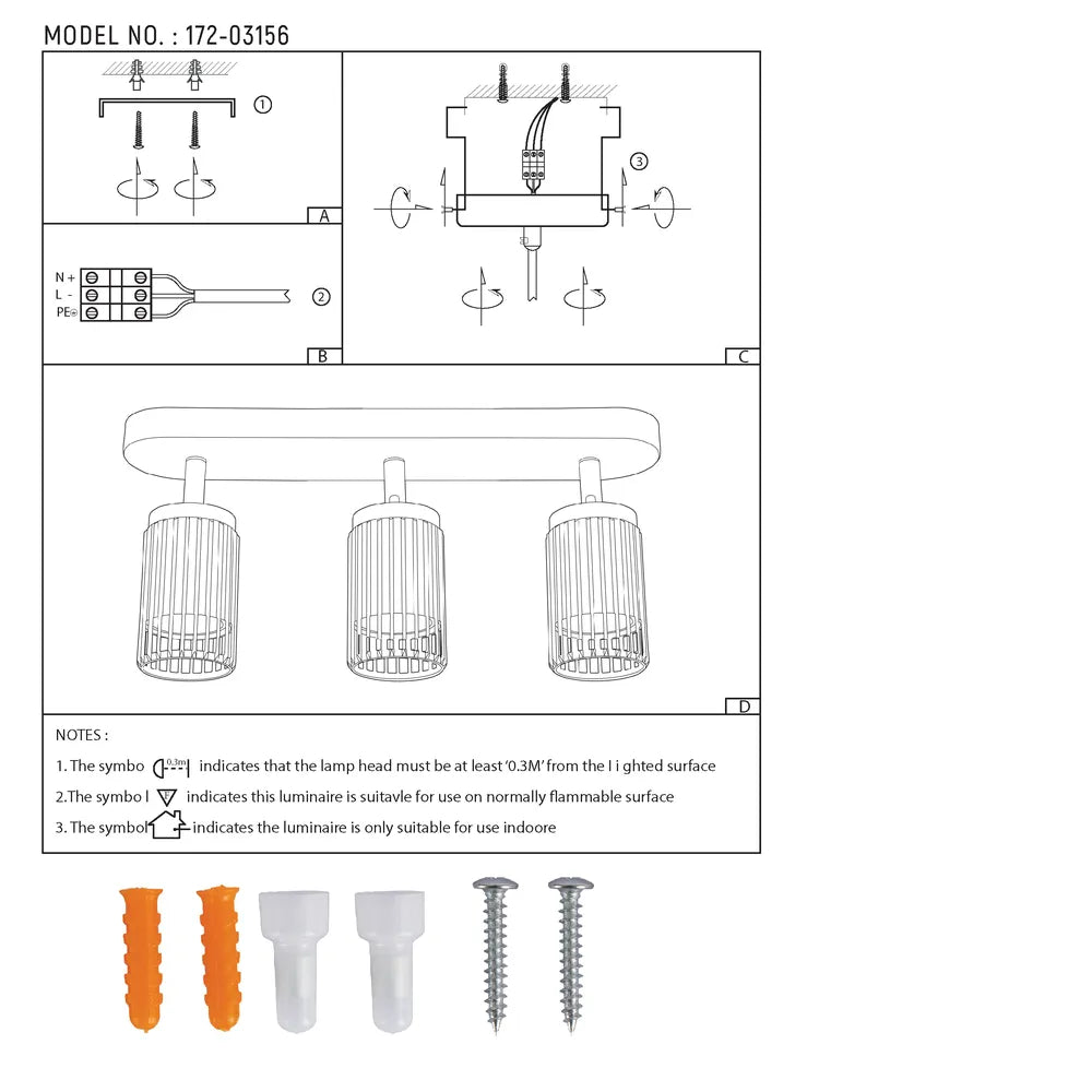 Manual de usuario para el Foco Orientable GU10 Aria Cage-Bar Ajustable-172-03156