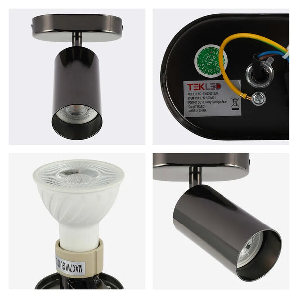 Detalles del Proyector Cilíndrico Astra Gris Perla GU10-172-030391