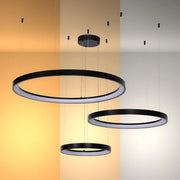Luz de Techo Moderna TEKLED Aurora Flow Lámpara Colgante de Techo Moderna LED Dinámica (3 Aros Personalizables, CCT Ajustable) - Negro - 159-18169