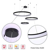Detalles de la Lámpara de Techo Colgante Moderna LED Aurora Flow Dynamic (3 Aros Personalizables, CCT Ajustable)-159-18169
