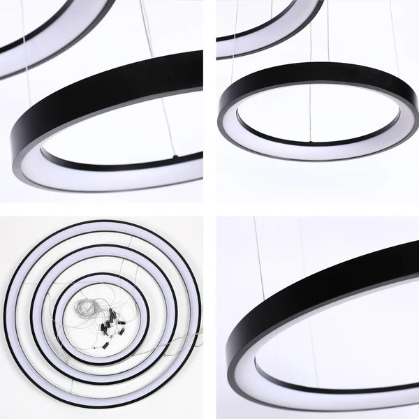 Plano cerrado de la Lámpara de Techo Moderno LED Dinámico Aurora Flow (3 Anillos Personalizables, CCT Ajustable)-159-18169
