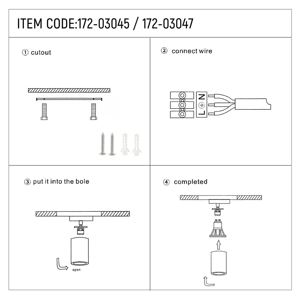 Manual de usuario para Foco de Cilindro GU10 Beam-172-03047