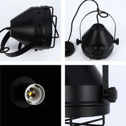 Lámpara Colgante Tipo Reflector Negra con Rejilla y Altura Ajustable E27