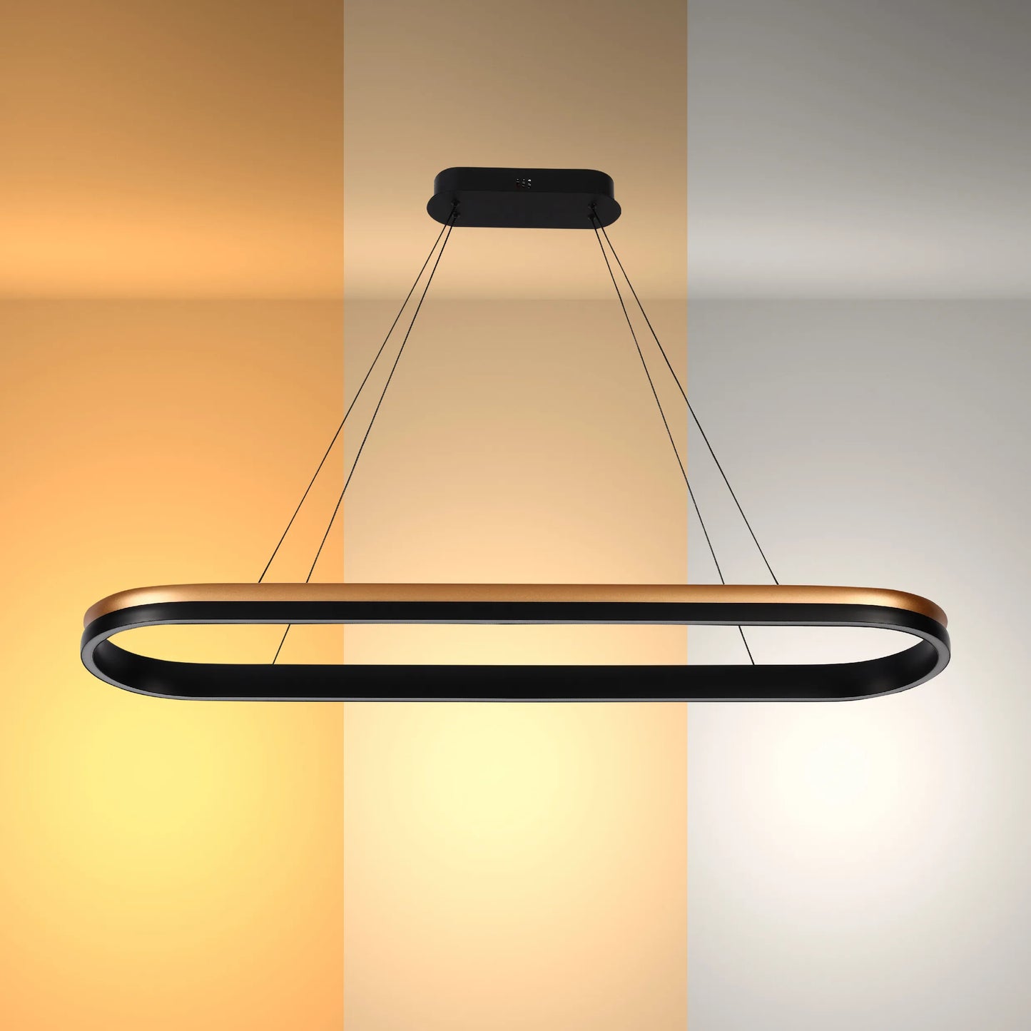 Lámpara Colgante LED Moderna en Negro y Dorado - Niveles Único, Doble, Triple y Oblonga