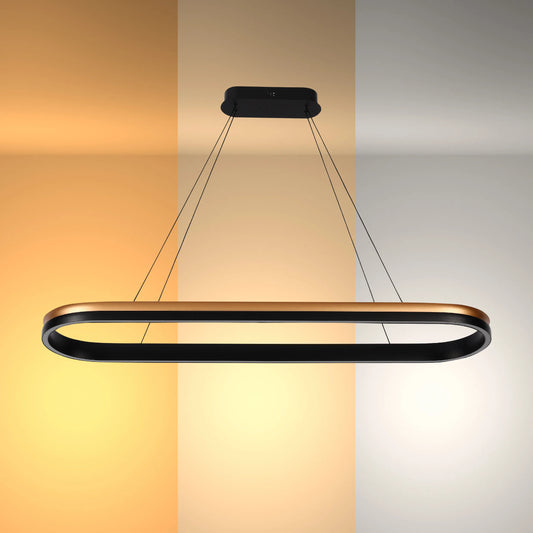 Lámpara Colgante LED Moderna en Negro y Dorado - Niveles Único, Doble, Triple y Oblonga