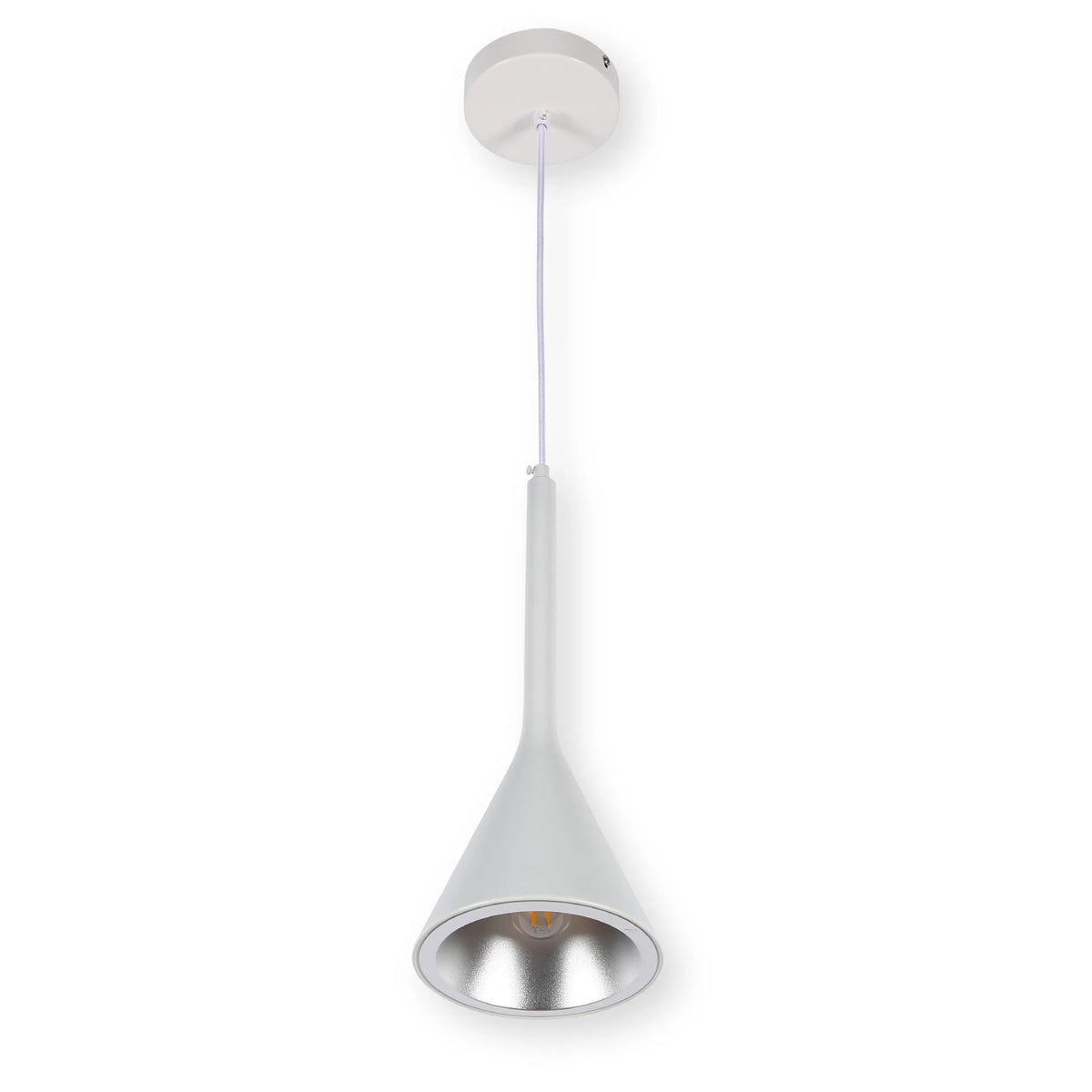 Lámpara colgante de techo de metal estilo nórdico moderno con forma de embudo, casquillo E27