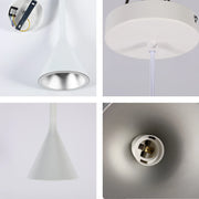 Lámpara colgante de techo de metal estilo nórdico moderno con forma de embudo, casquillo E27