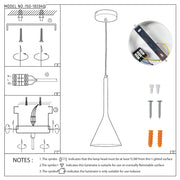Lámpara colgante de techo de metal estilo nórdico moderno con forma de embudo, casquillo E27