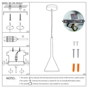 Lámpara colgante de techo de metal estilo nórdico moderno con forma de embudo, casquillo E27