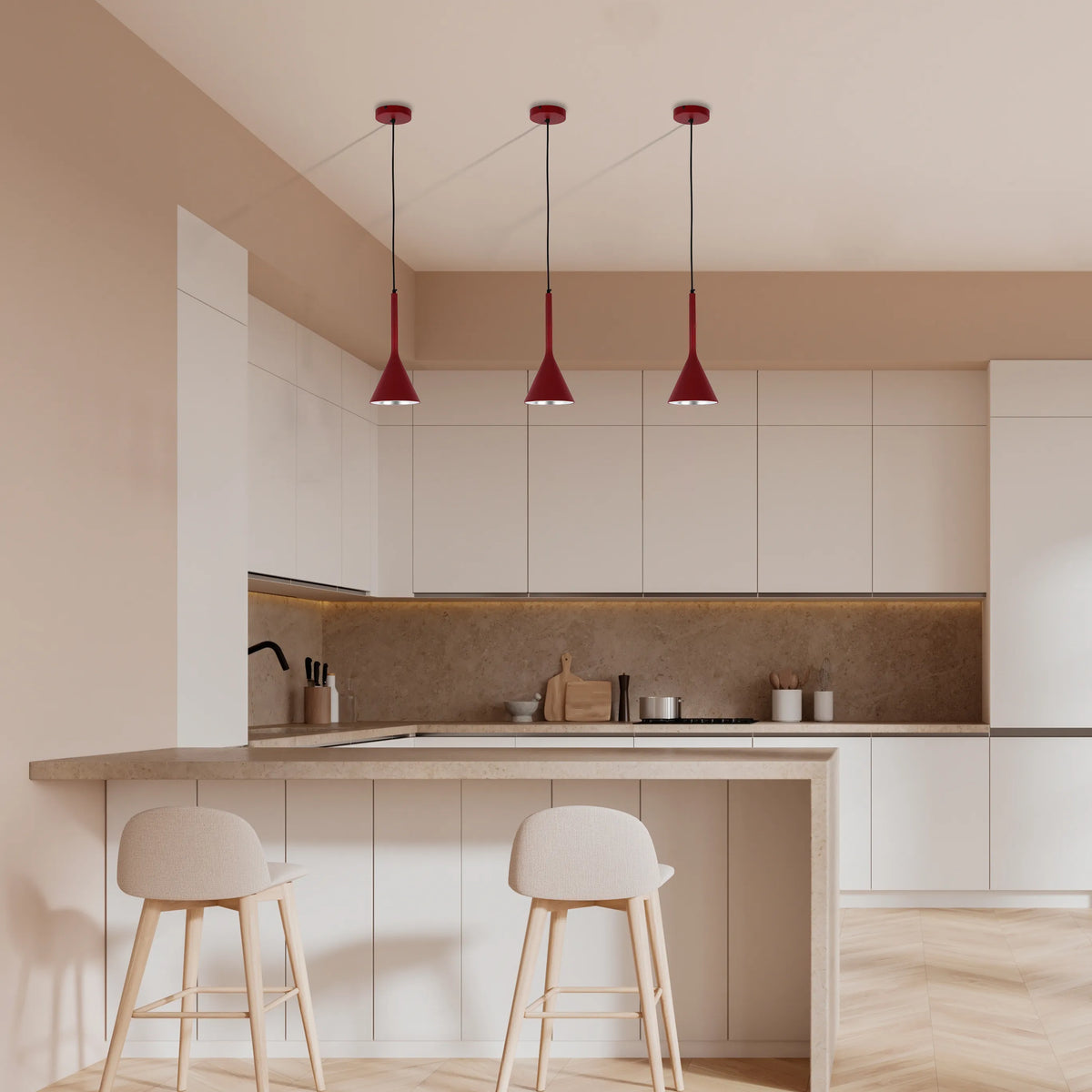 Lámpara colgante de techo de metal estilo nórdico moderno con forma de embudo, casquillo E27