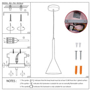 Lámpara colgante de techo de metal estilo nórdico moderno con forma de embudo, casquillo E27
