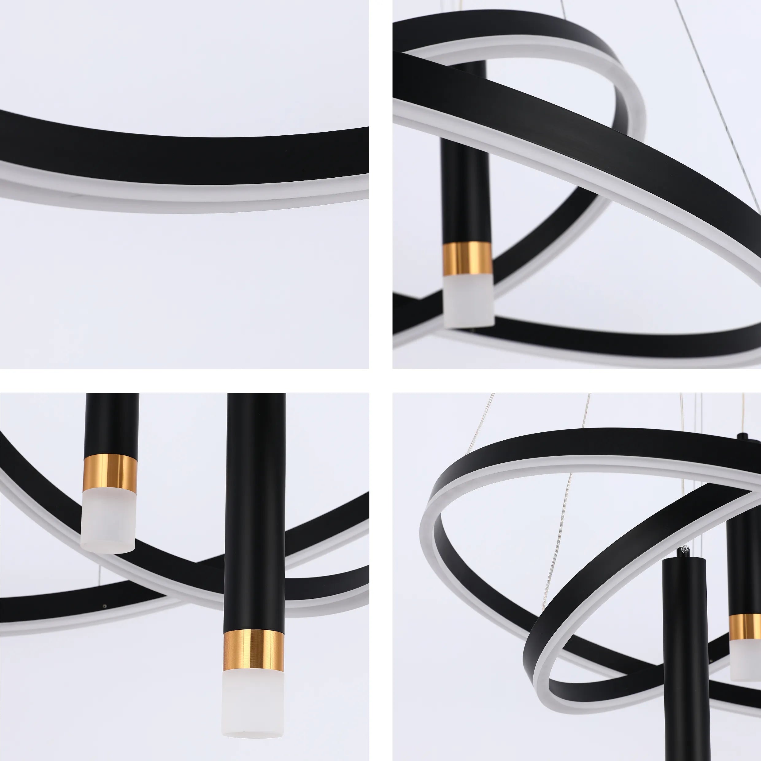 Candelabro moderno negro y dorado con 3 aros entrecruzados - 3 temperaturas de color (3CCT)