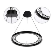 Lámpara Colgante Circular Negra con Diseño de Celosía - Opciones de Uno y Dos Aros