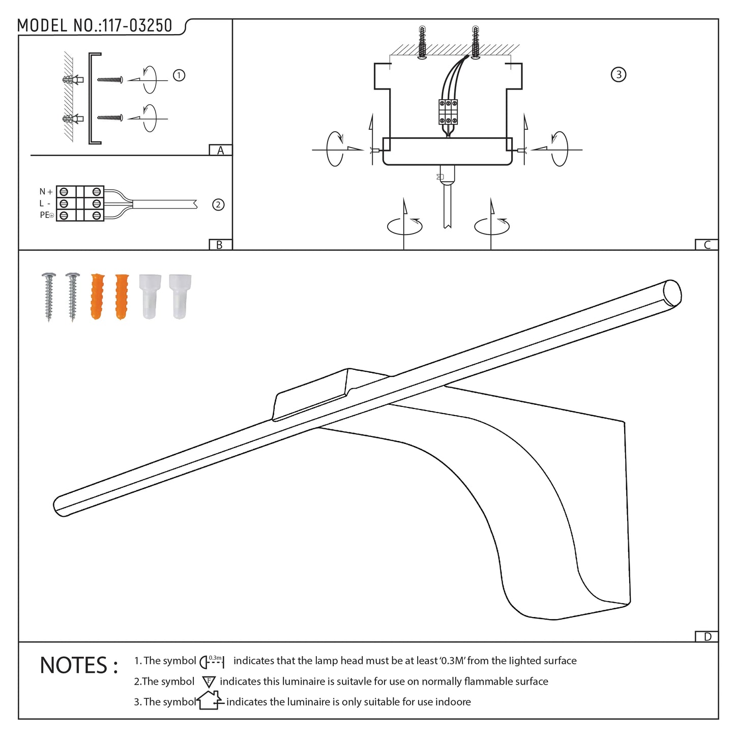 Aplique de Pared Lineal LED Negro IP20