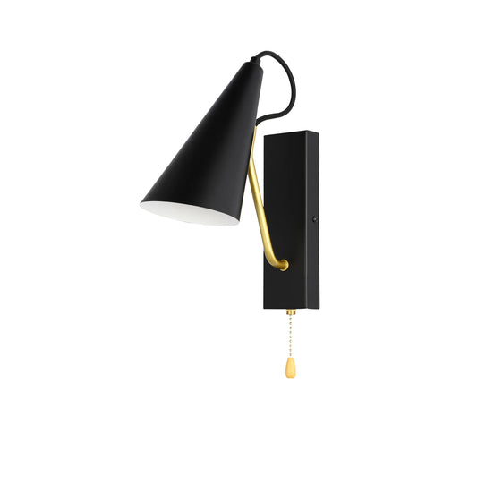 Aplique de pared decorativo, Matte Color Negro Metal Cone Aplique de pared decorativo, E27 Fitting wattsith Pull Down Switch (TEKLED)