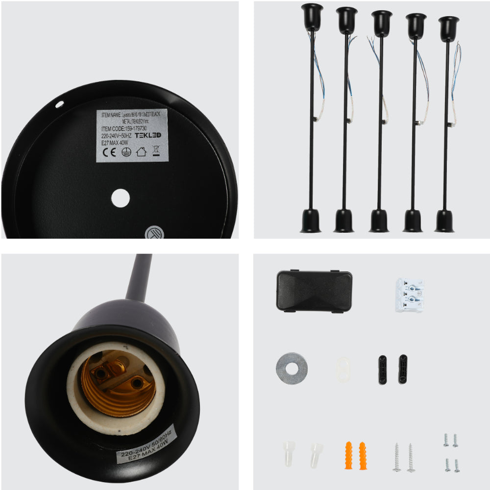 Lampara decorativa, Modelo 8610-10 10xE27 BLACK METAL (TEKLED)1sht