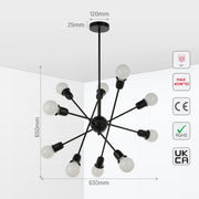 Lampara decorativa, Modelo 8610-10 10xE27 BLACK METAL (TEKLED)1sht