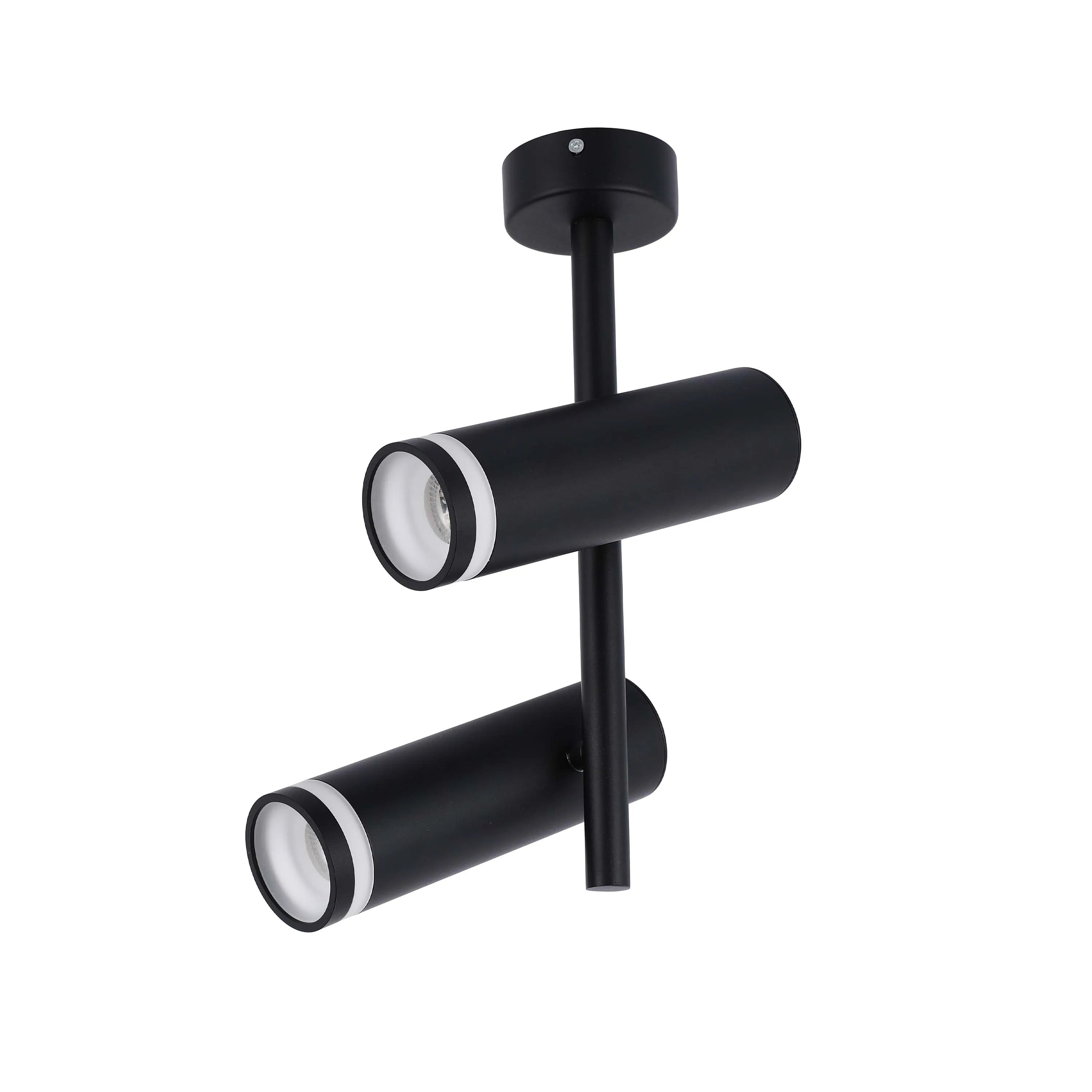Lámpara de techo con focos gemelos en negro y blanco, portalámparas GU10