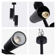 Lámpara de techo con focos gemelos en negro y blanco, portalámparas GU10