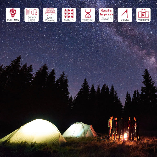Lámpara de emergencia recargable, ideal para exteriores, perfecta para campamentos y decoración rústica.