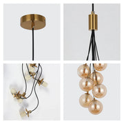 Close shot of the Bronze Chandelier 67069-9 Amber Glass 9xG9(TEKLED)-159-18264-159-18264