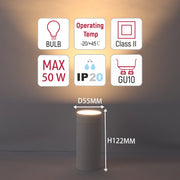Downlight Chevron GU10 – Cilindro empotrado de 122 mm, regulable, máximo 50W