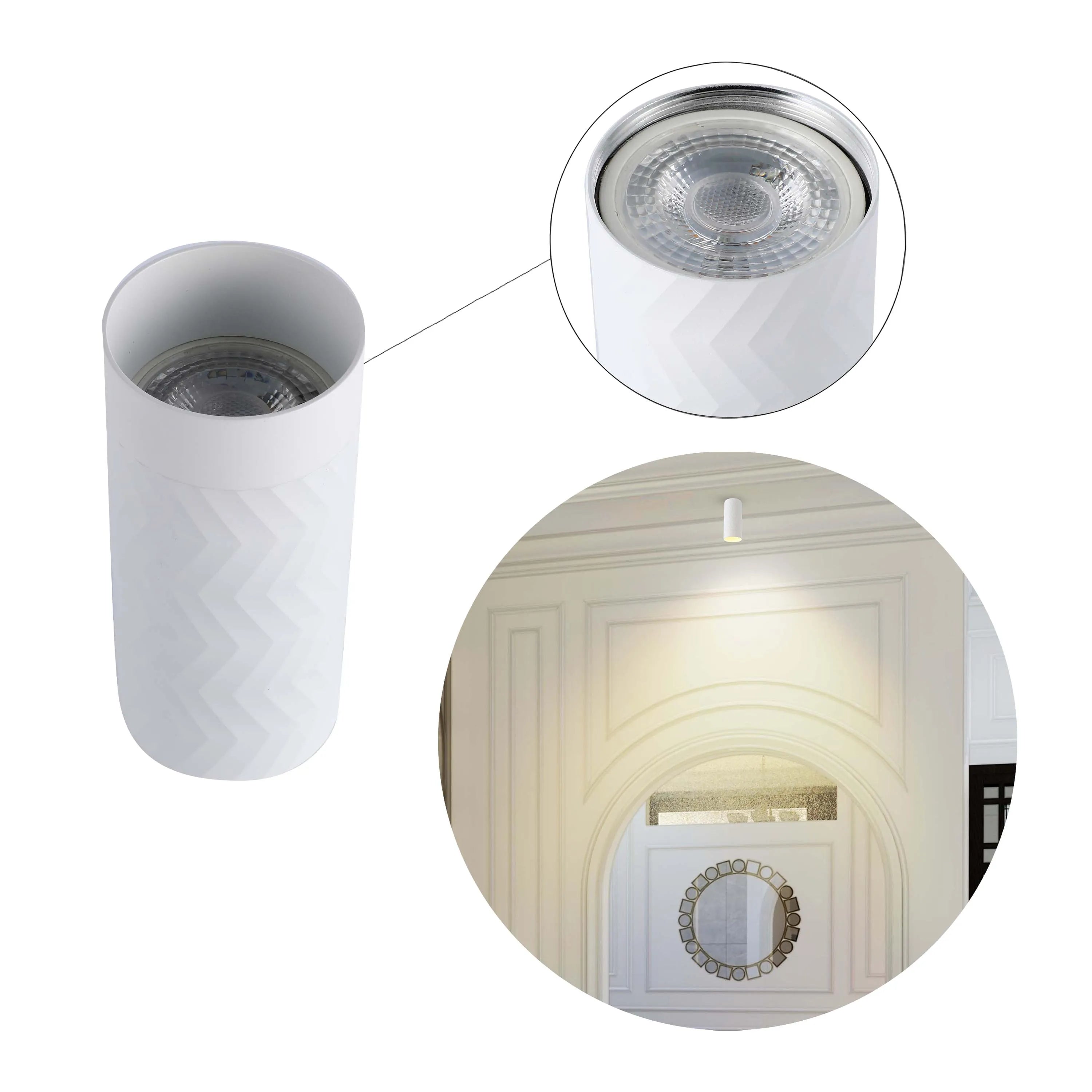 Downlight Chevron GU10 – Cilindro empotrado de 122 mm, regulable, máximo 50W