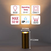 Downlight Chevron GU10 – Cilindro empotrado de 122 mm, regulable, máximo 50W