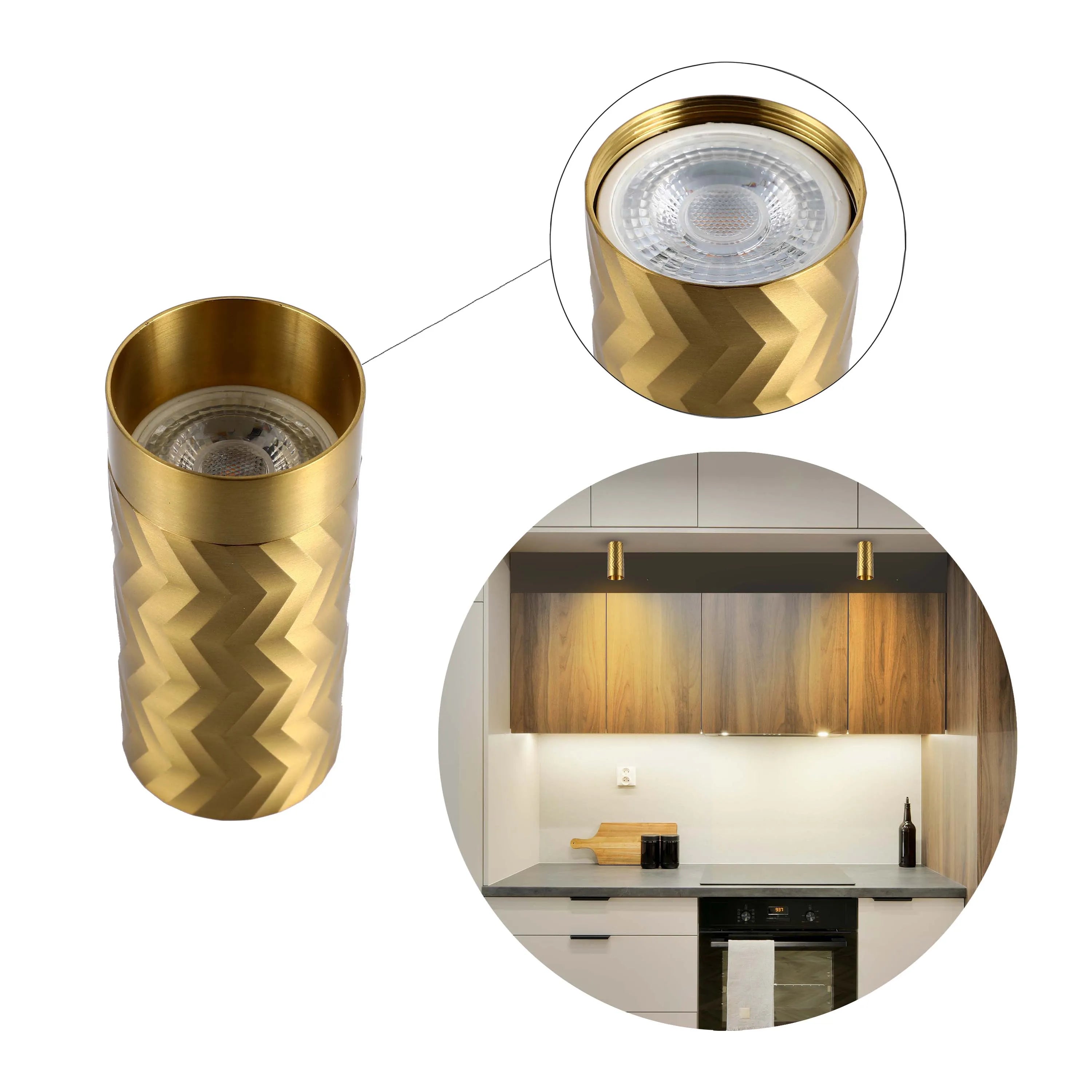 Downlight Chevron GU10 – Cilindro empotrado de 122 mm, regulable, máximo 50W
