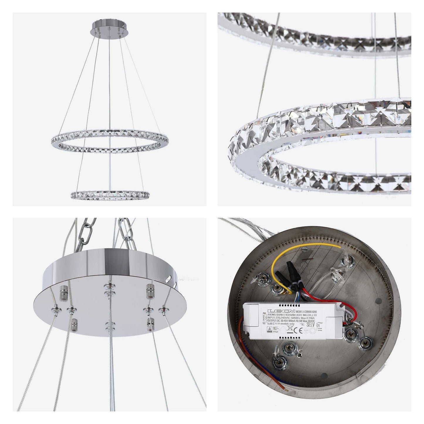Lámpara de techo moderna candelabro de cromo y cristal